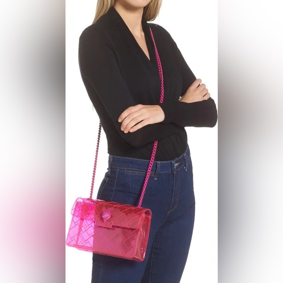 Kurt Geiger London Medium Kensington Pink Vinyl Convertible Shoulder Bag - Picture 6 of 10